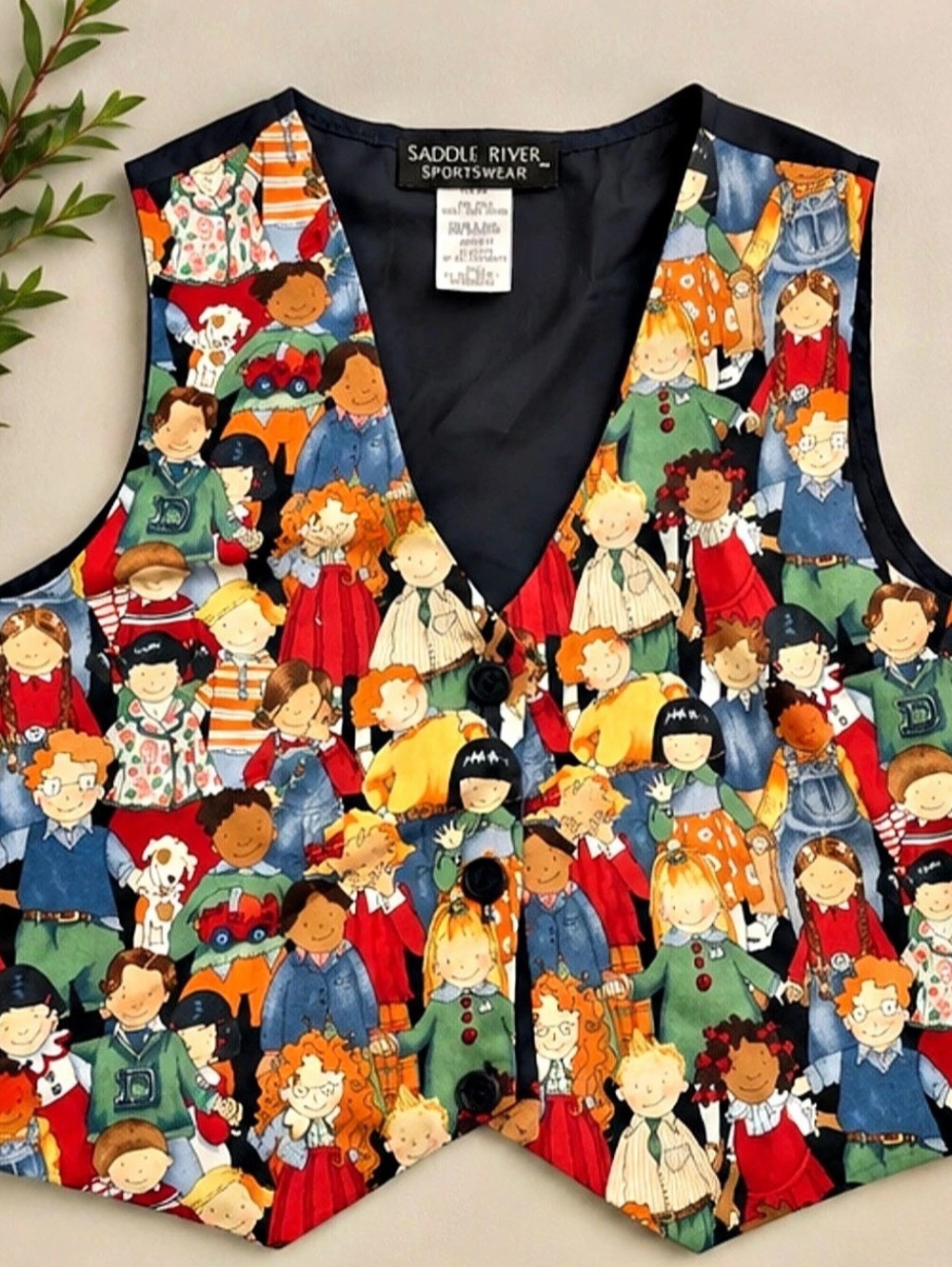 Vintage Saddle River Sportswear Cartoon Children Print Vest